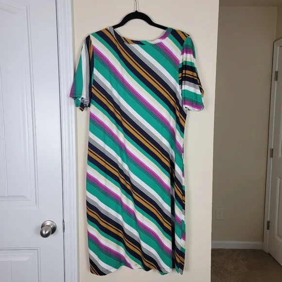 Allison Brittney Green Multicolor Striped Dress Sz XL - Picture 6 of 8